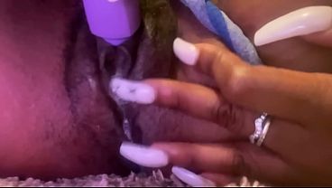 Wet Pussy Sounds- Ebony Babe Masturbates Till She Creams and Squirts