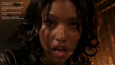 White Security Guard Catches Ebony Trespasser in Tight Leather & Fucks Her Hard