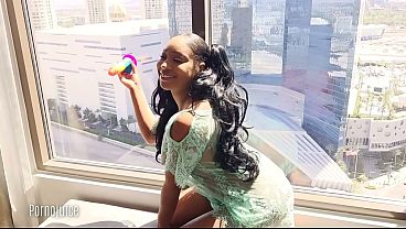 Lala Ivey works her pretty ebony pussy